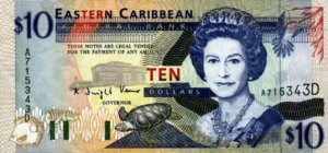 $10 Eastern Caribbean. Vorderseite.